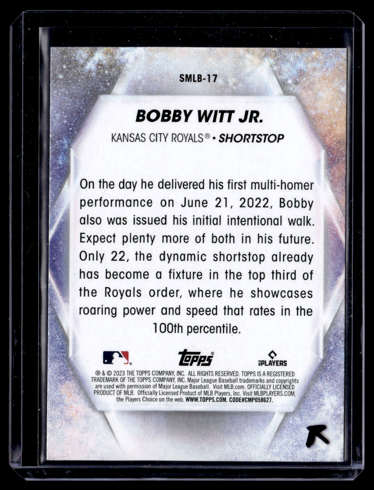 2023 Topps Bobby Witt Jr. #SMLBC-17 Stars of MLB Chrome Kansas City Royals back