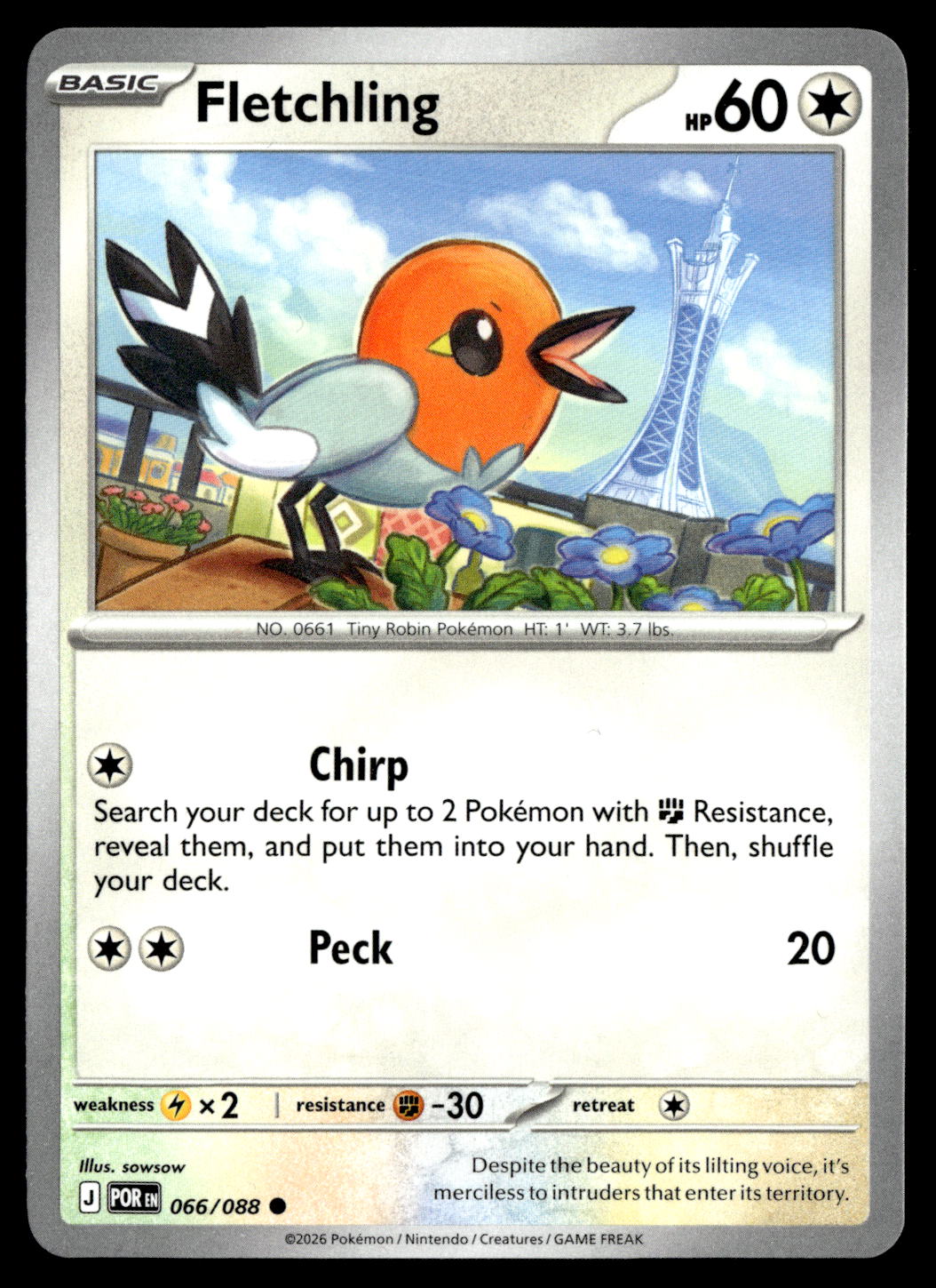 Fletchling Pokemon card 066/088