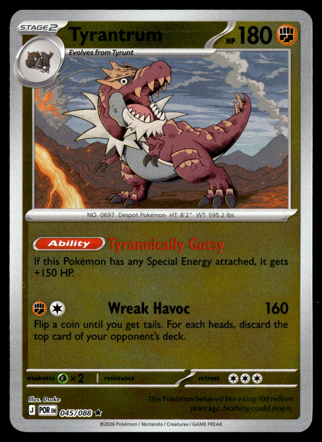 Tyrantrum Pokemon card 045/088