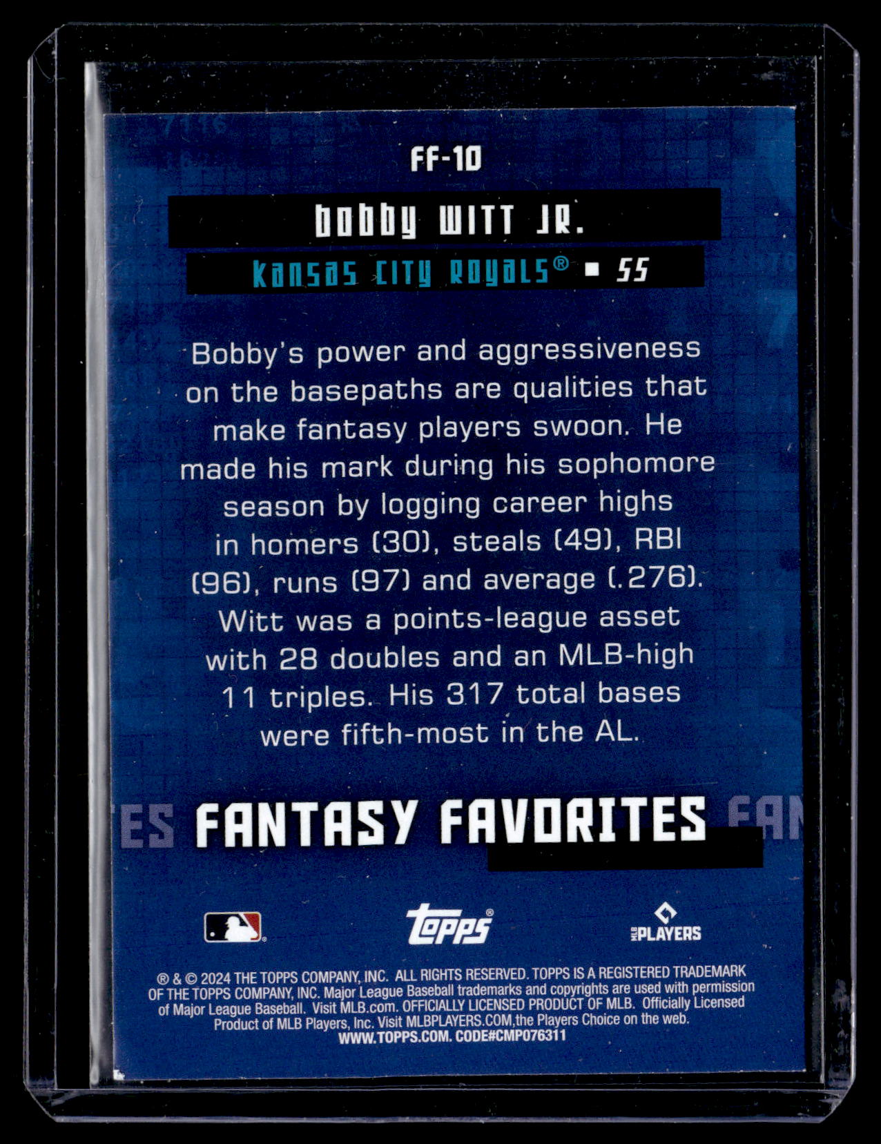 2024 Topps Bobby Witt Jr. #FF-10 Fantasy Favorites Kansas City Royals back