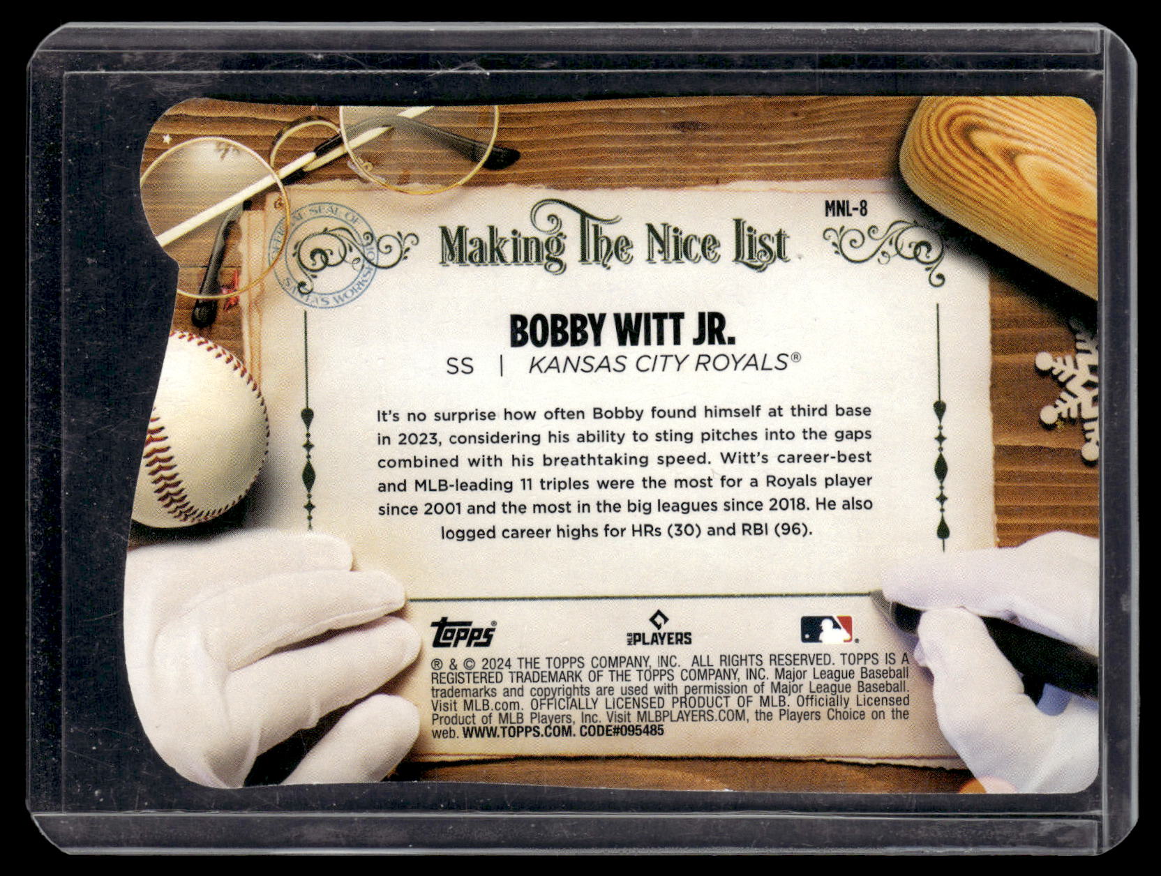 2024 Topps Holiday Bobby Witt Jr. #MNL-8 Making the Nice List Kansas City Royals back