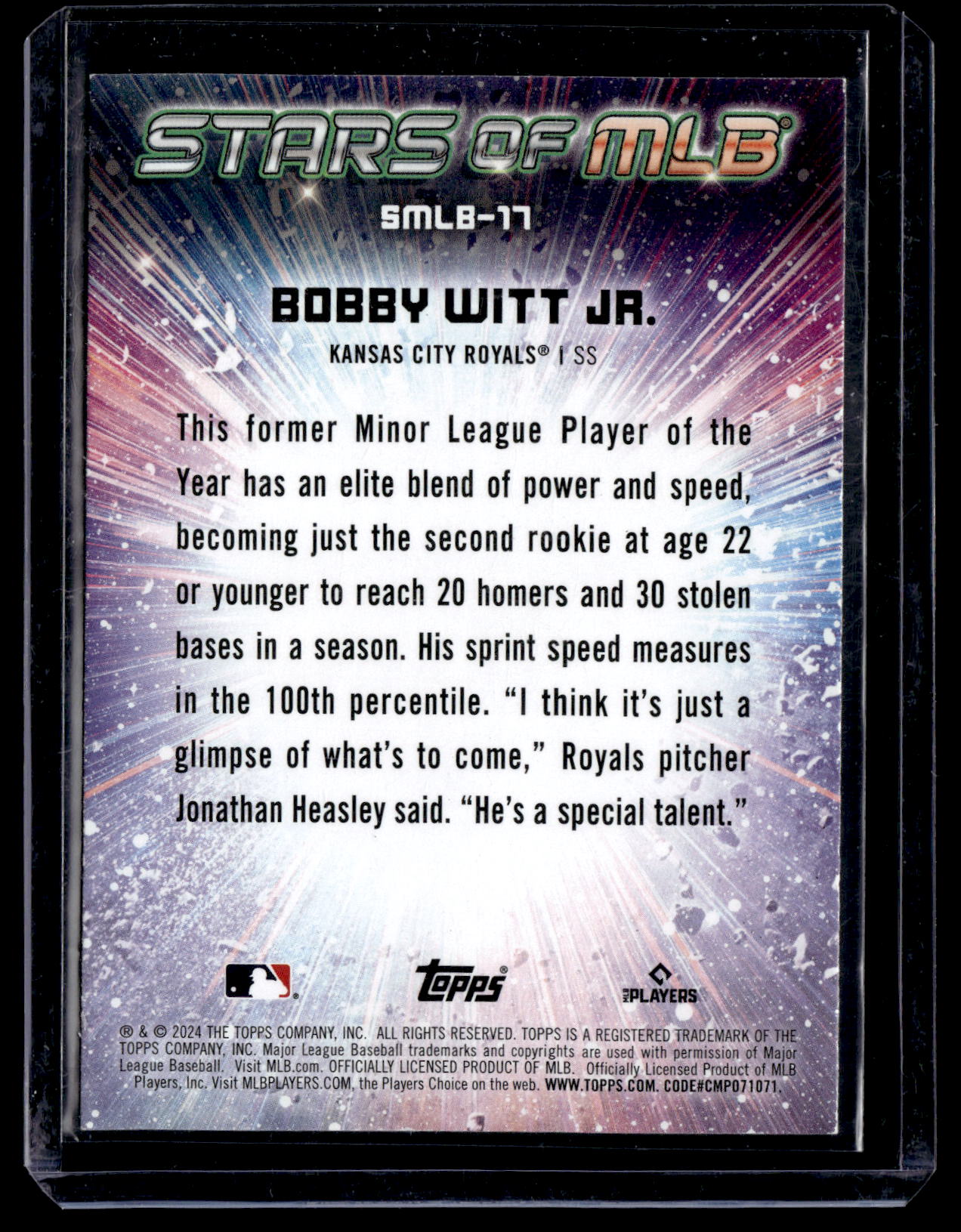 2024 Topps Bobby Witt Jr. #SMLB-17 Stars of MLB Kansas City Royals back