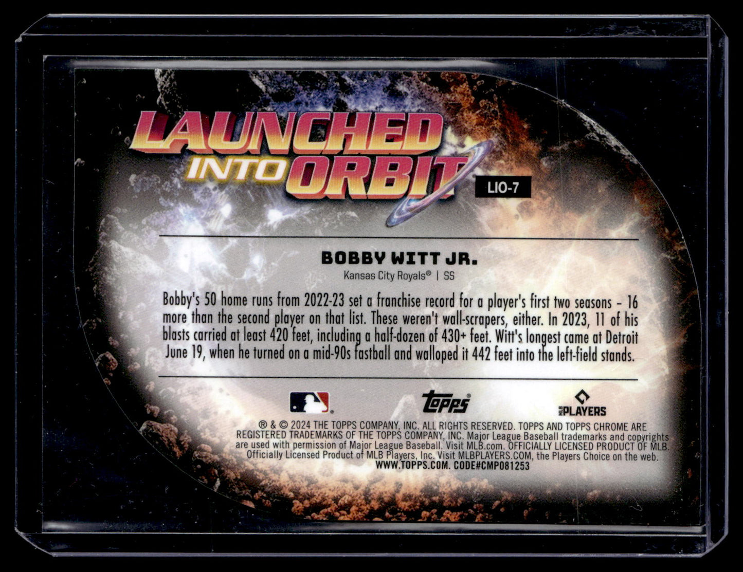 2024 Topps Chrome Cosmic Bobby Witt Jr. #LIO-7 Launched into Orbit Kansas City Royals back