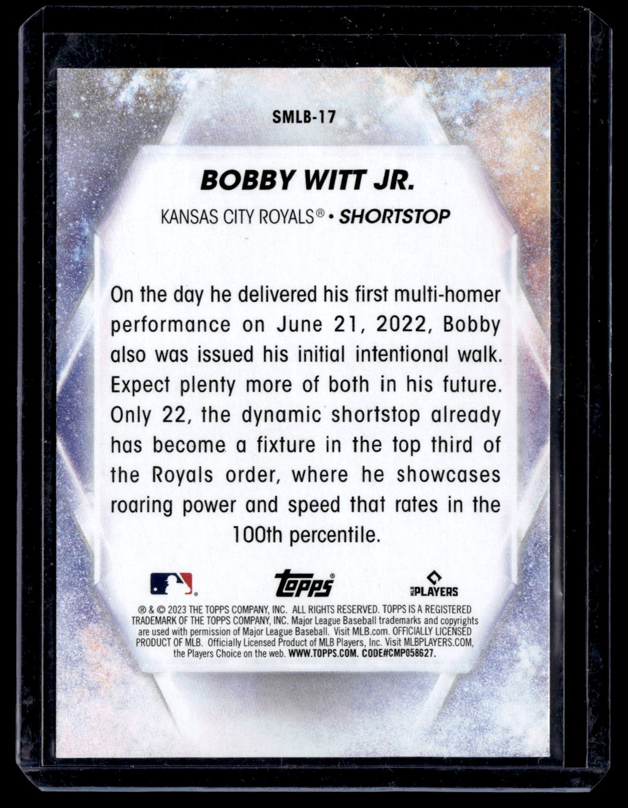 2023 Topps Bobby Witt Jr. #SMLB-17 Stars of MLB Kansas City Royals back