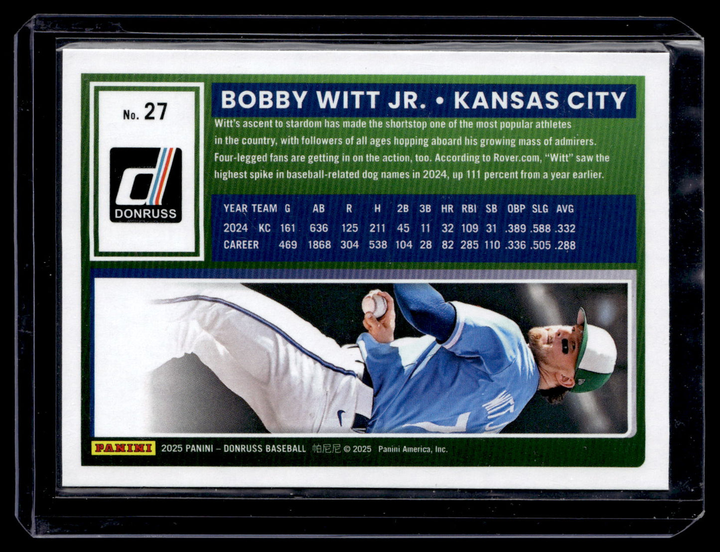 2025 Donruss Bobby Witt Jr. #27 Optic Kansas City Royals back