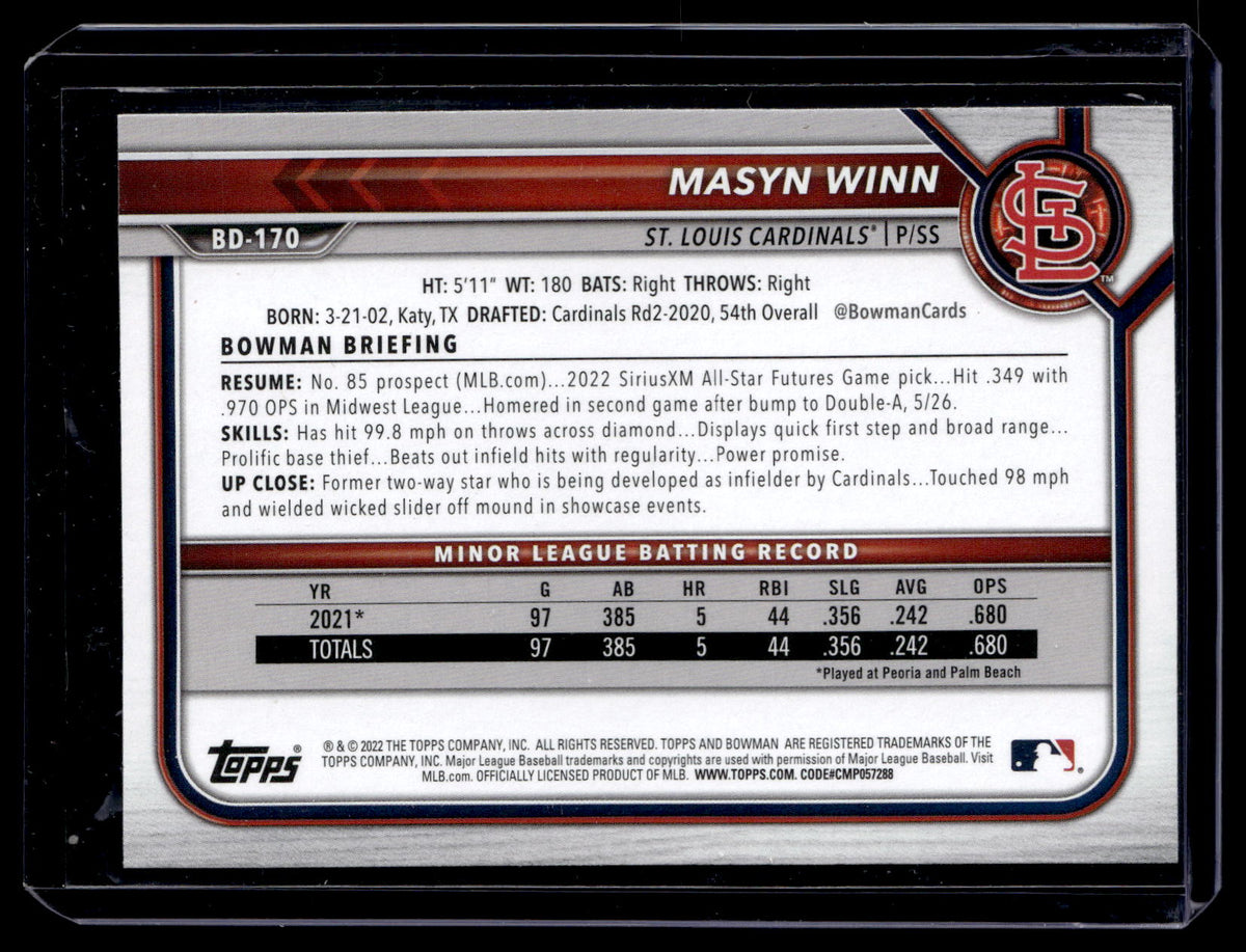 Masyn Winn 2022 Bowman Draft #BD-170 St. Louis Cardinals back
