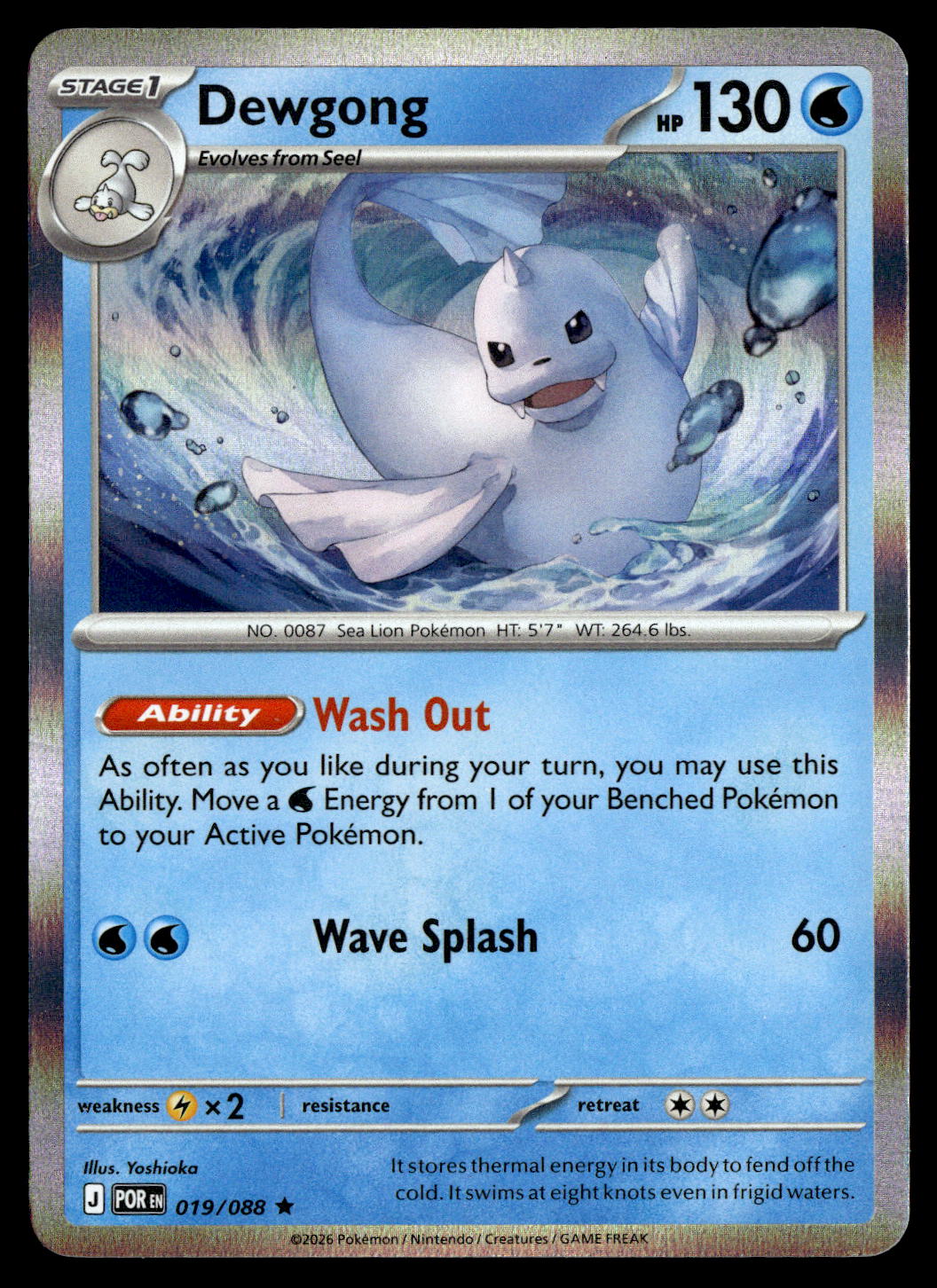 Dewgong Pokemon card 019/088